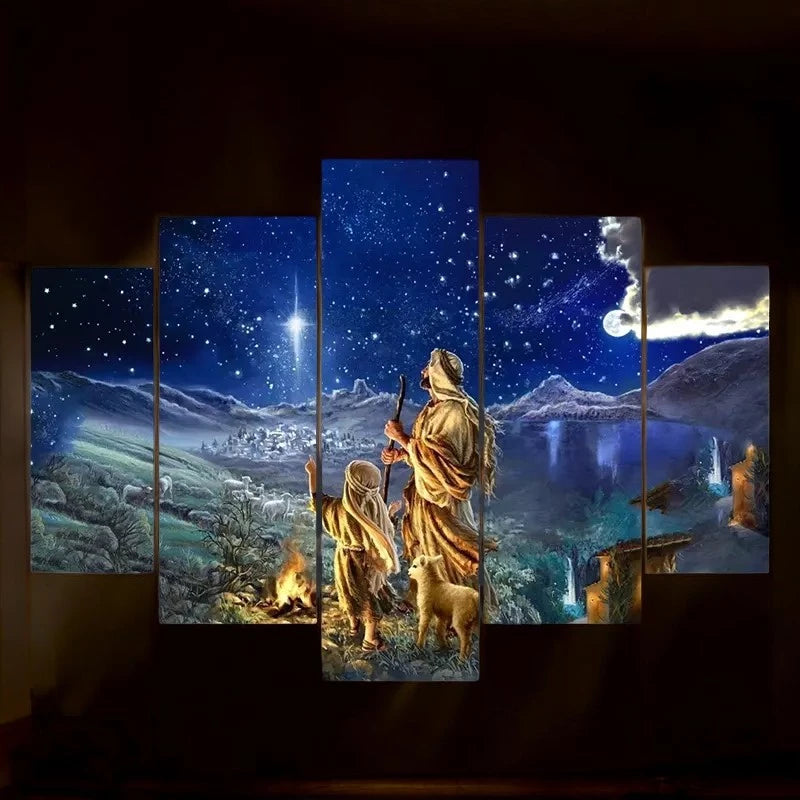 Cuadro 5 Piezas - Estrella de Navidad